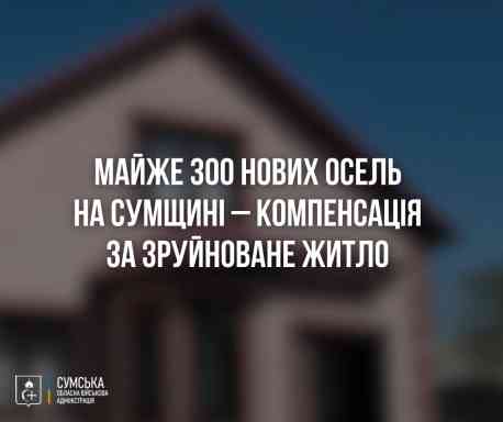 291 сімʼя на Сумщині вже придбала нове житло за державною програмою &laquo;єВідновлення&raquo;